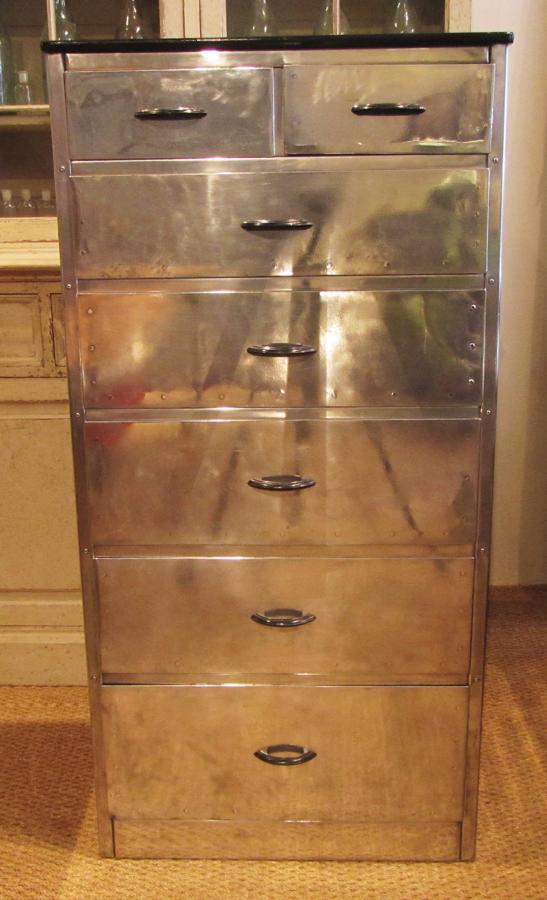 An Aluminium tall chest of drawers
