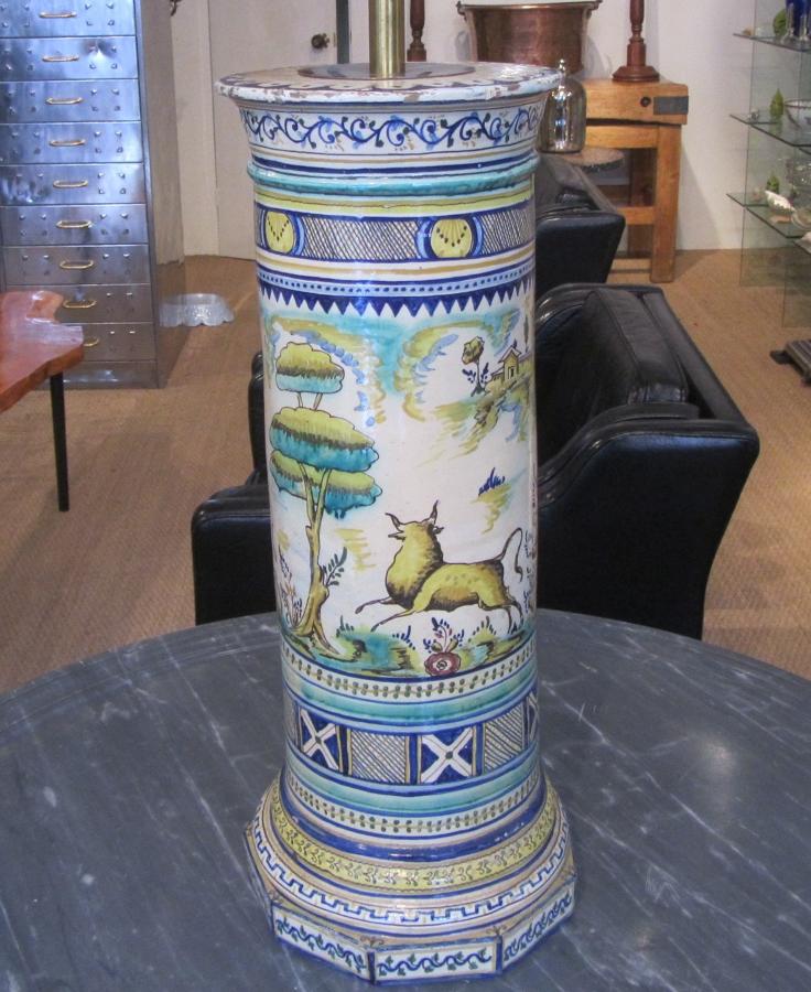 A Maiolica column lamp