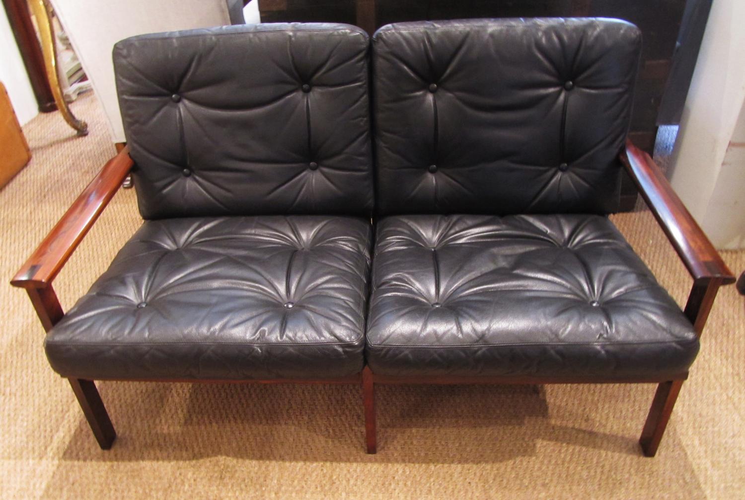 A two seat leather sofa
