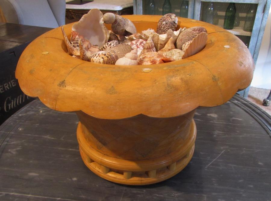 A large wooden jardiniere