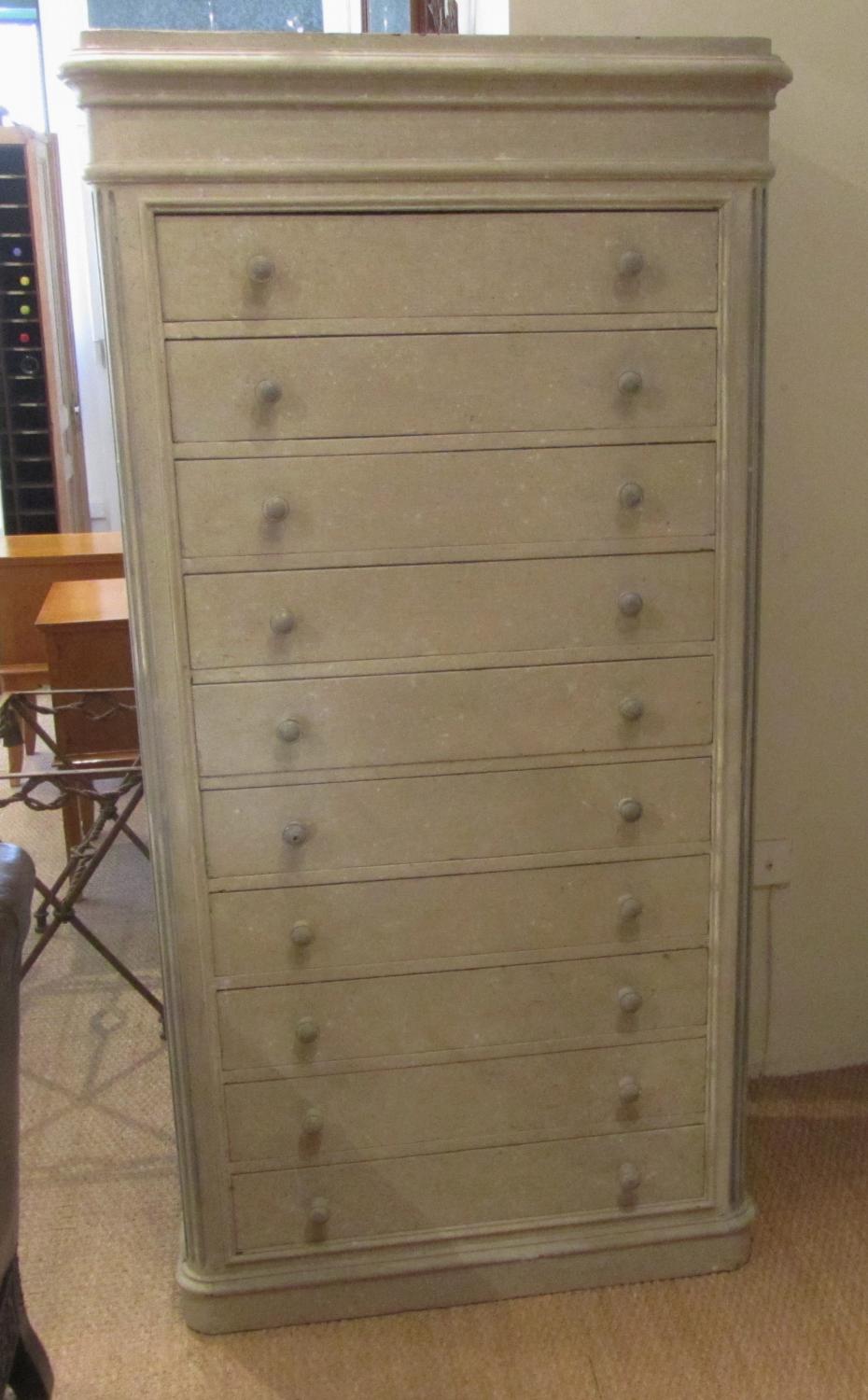 A painted ten drawer chest
