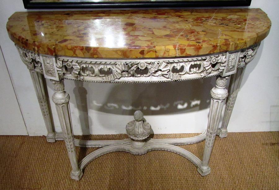 A 19thC French painted wood console table