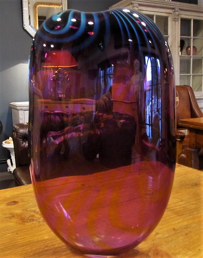 A tall signed Murano art glass vase