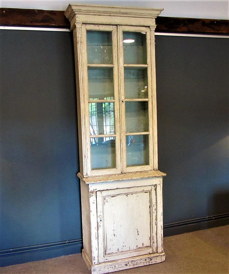 A French painted bookcase vitrine cabinet