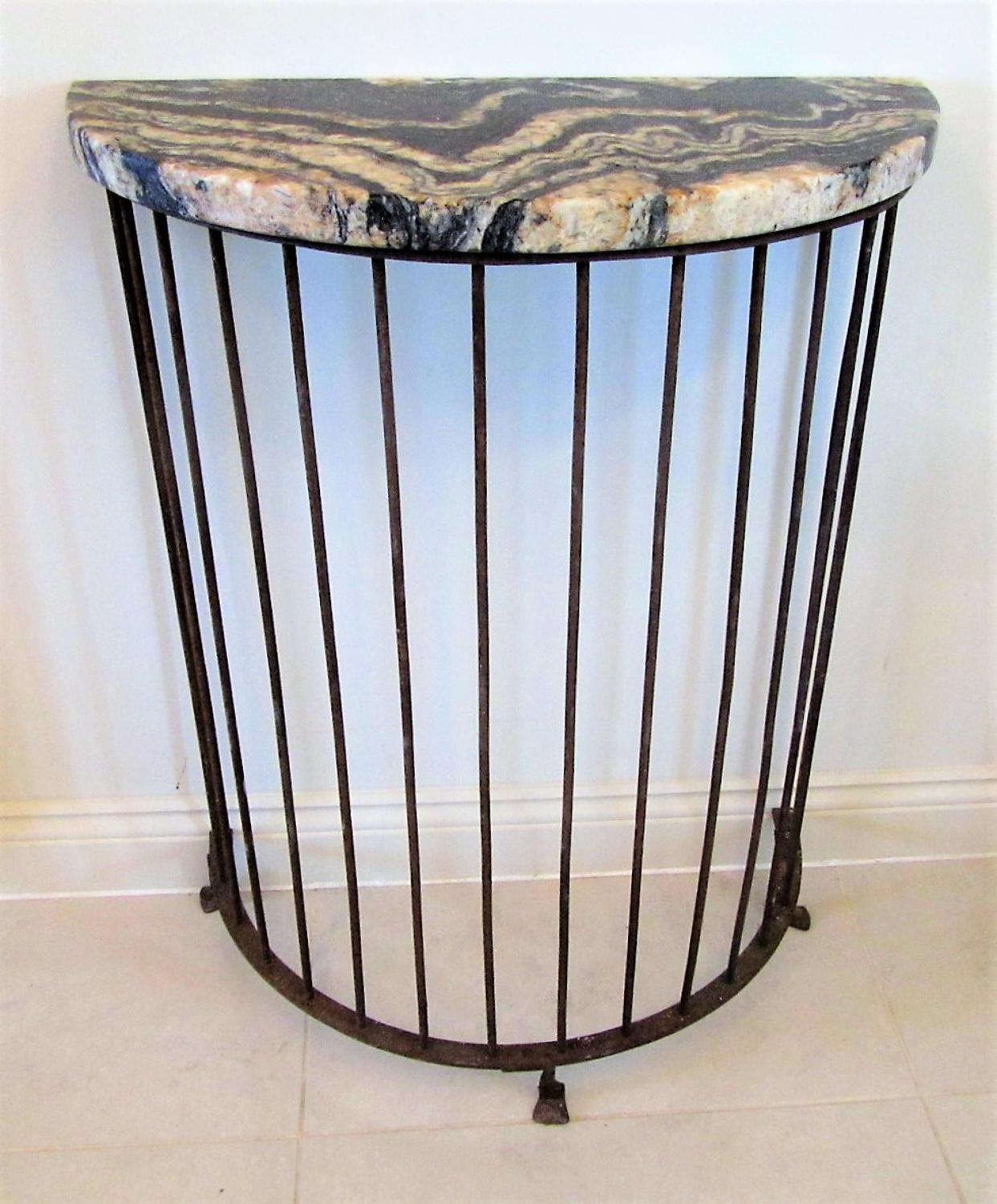 A wrought iron console table