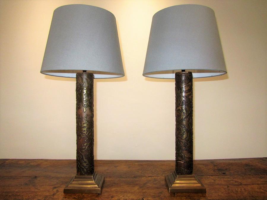 A pair of printing block lamps