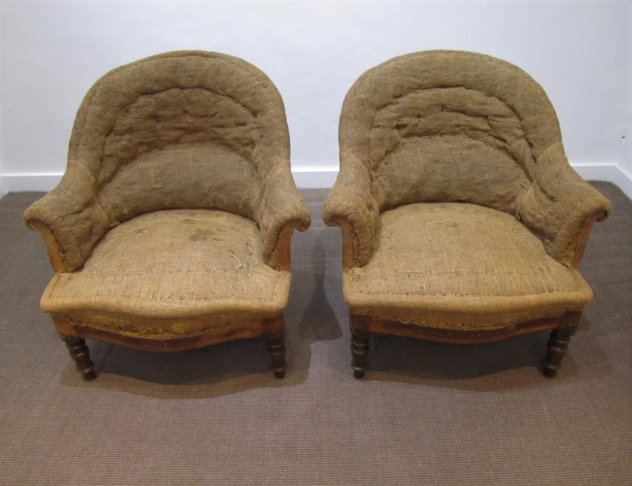 A pair of Napoleon III crapaud chairs