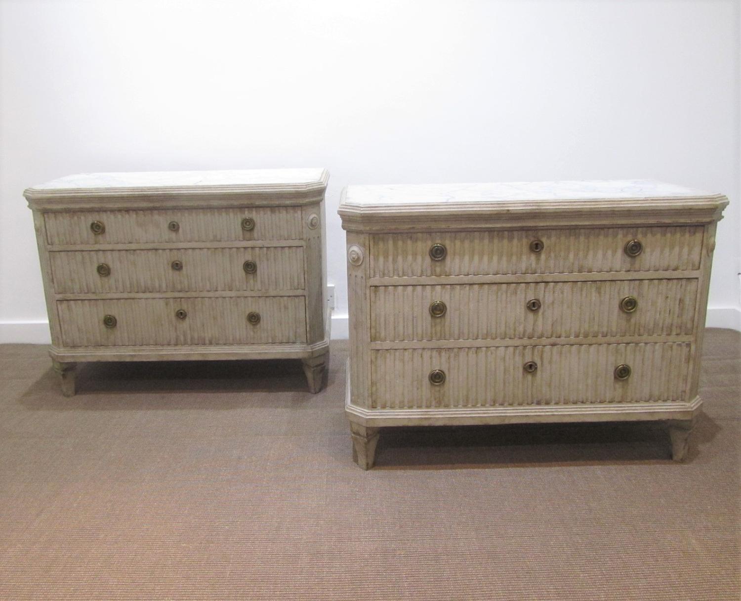 A pair of Swedish painted commodes