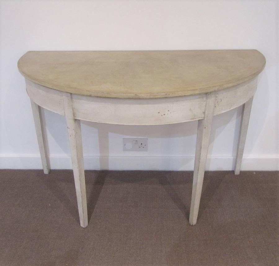 A single painted demi lune table