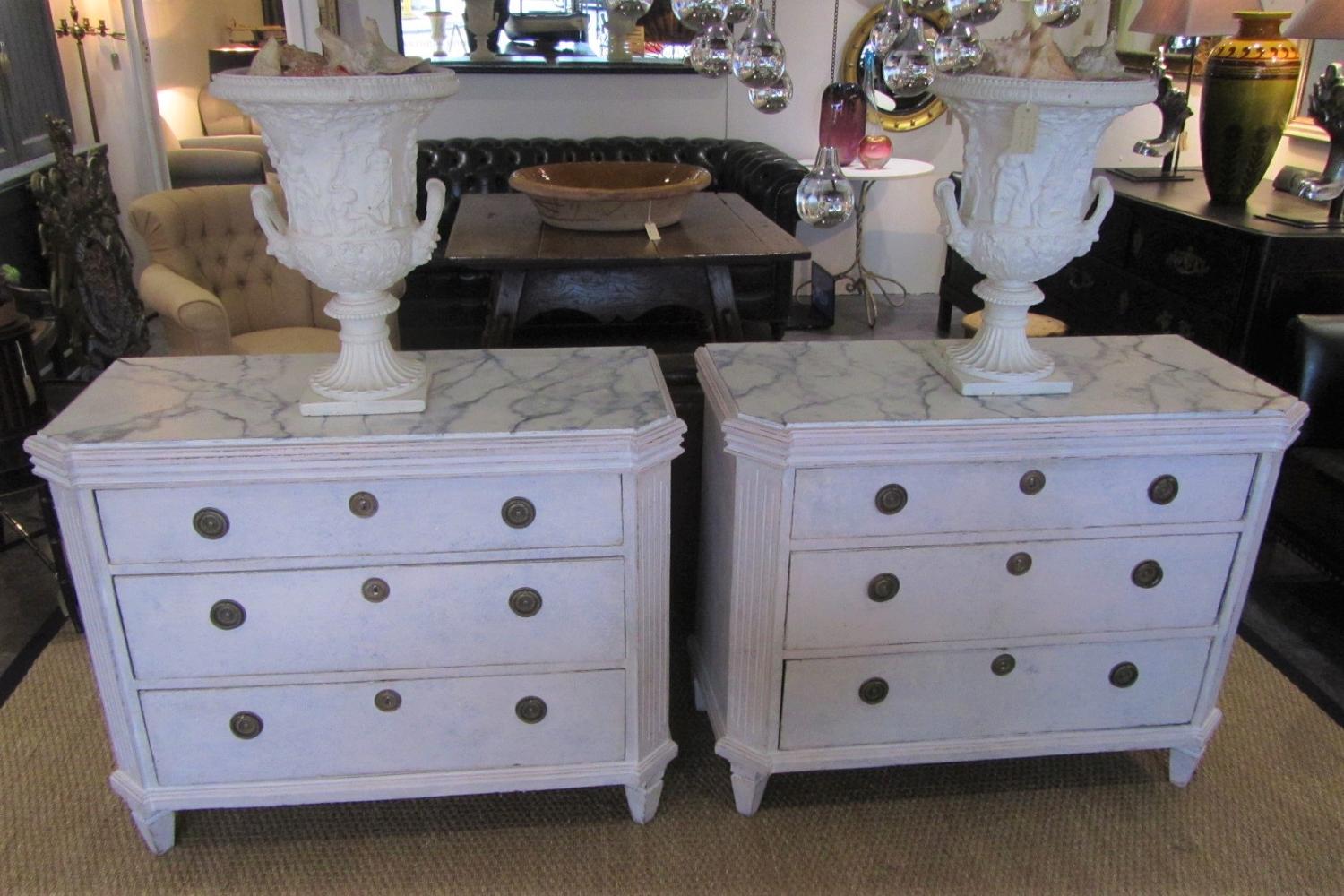A pair of Swedish painted commodes