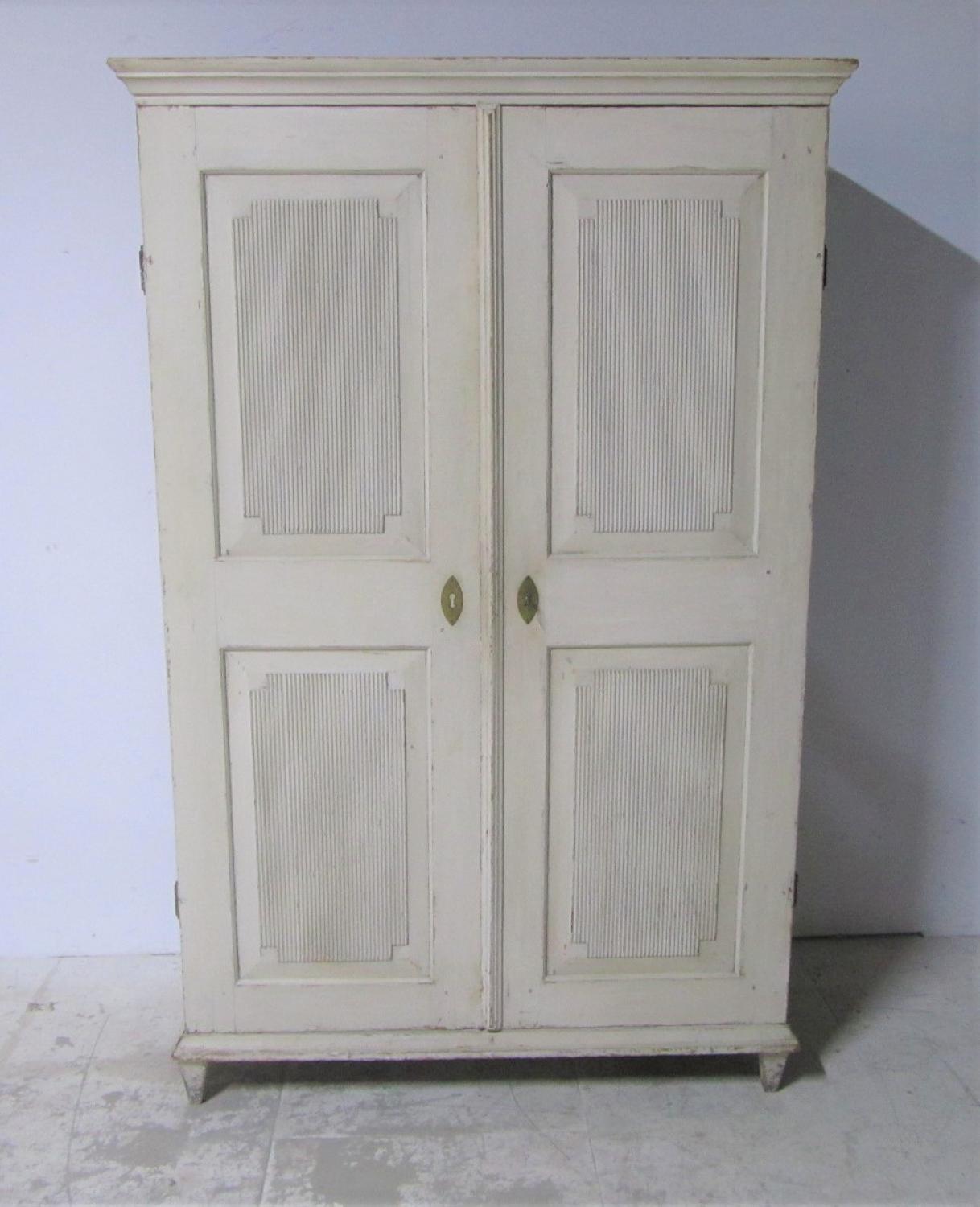 A painted early 19th century Gustavian Swedish fitted Armoire