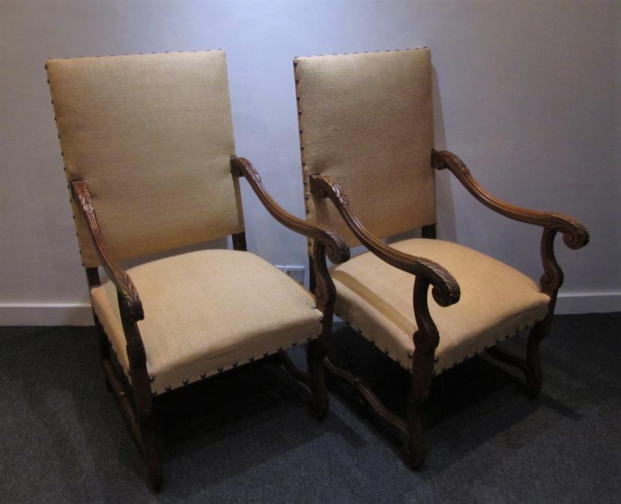 A pair of throne chairs