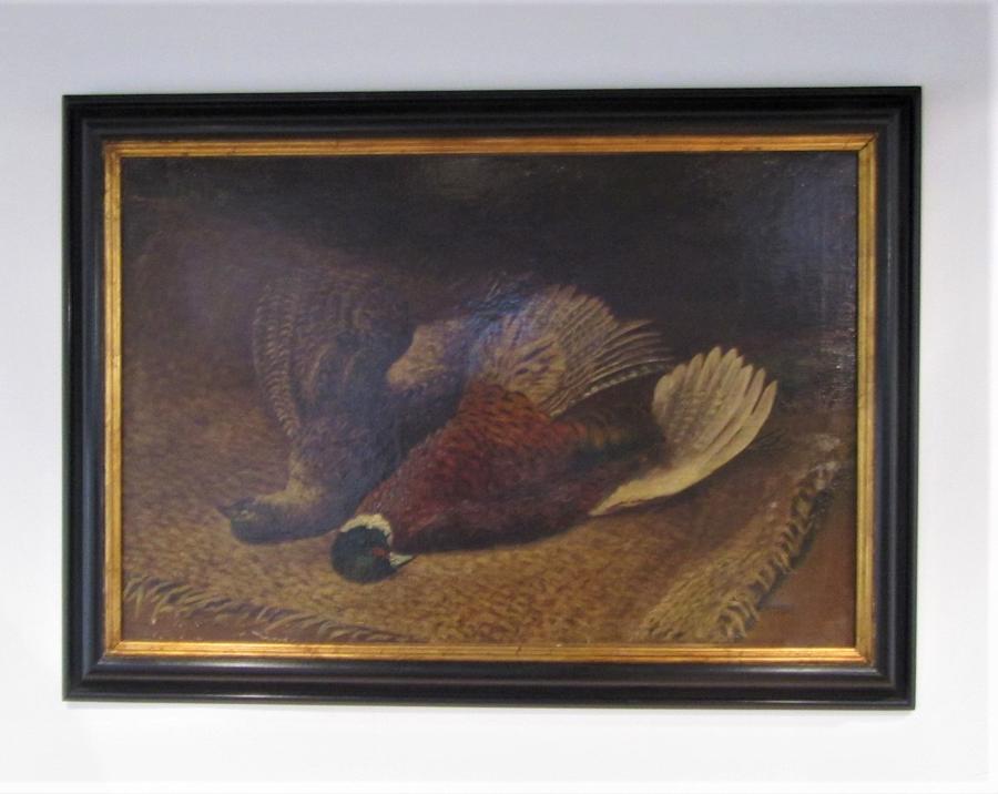 A painting of a brace of pheasants