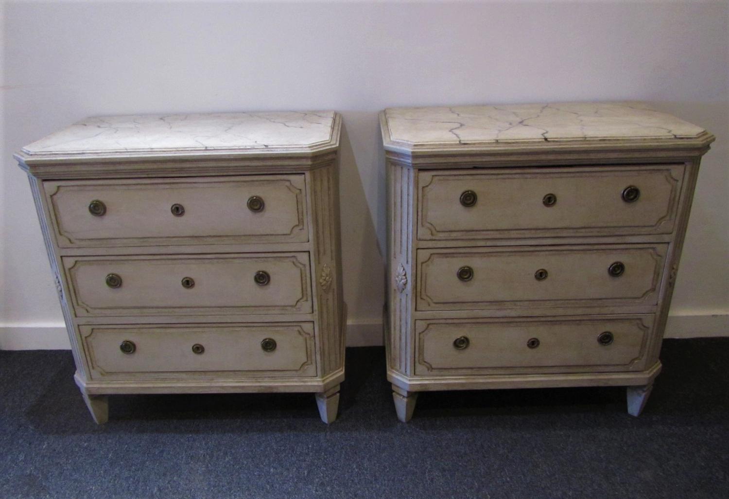 A pair of petite 19thC Swedish commodes
