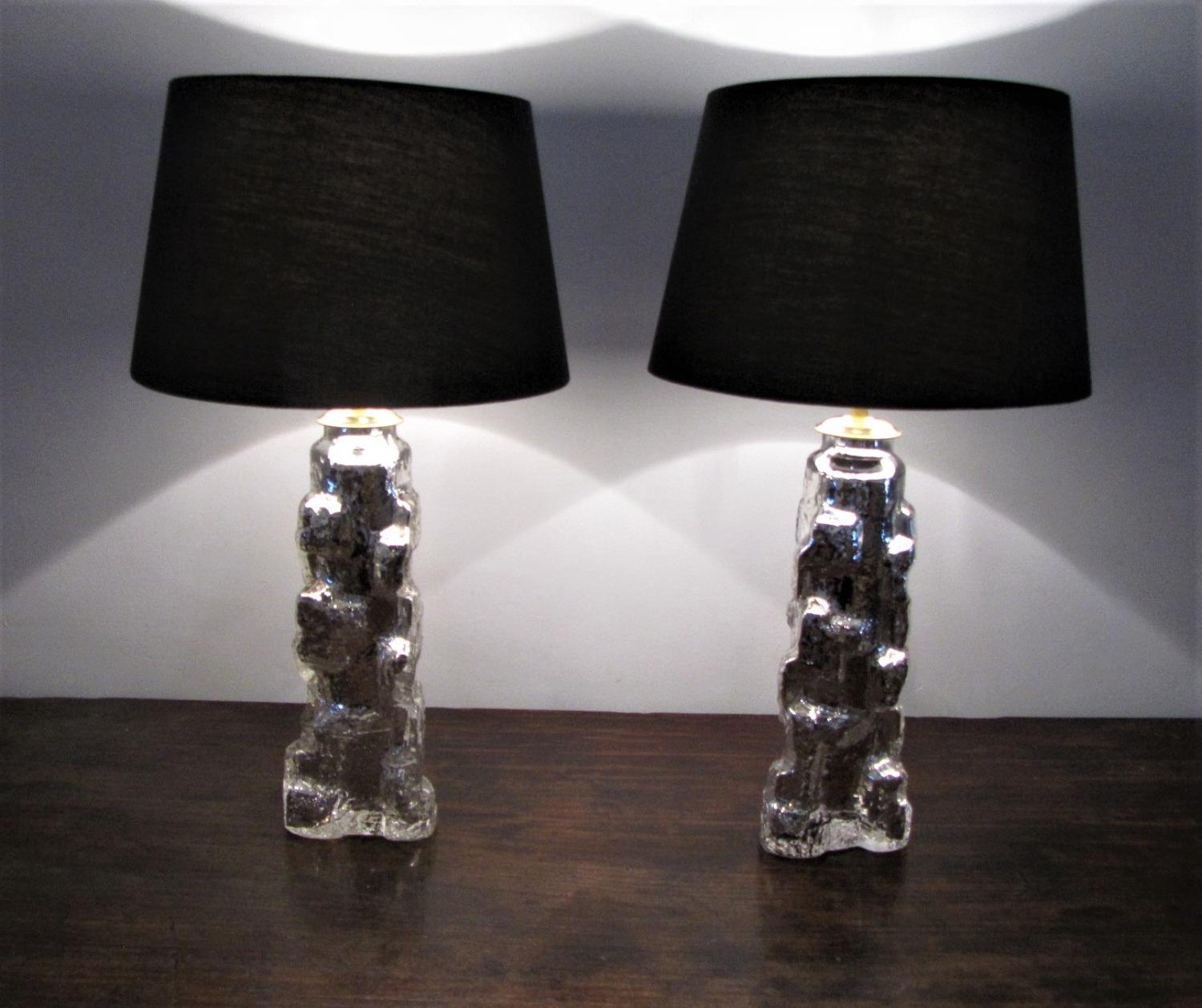 A pair of Swedish orrefors table lamps