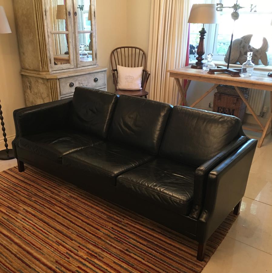 A Borge mogensen style 3 seat leather sofa