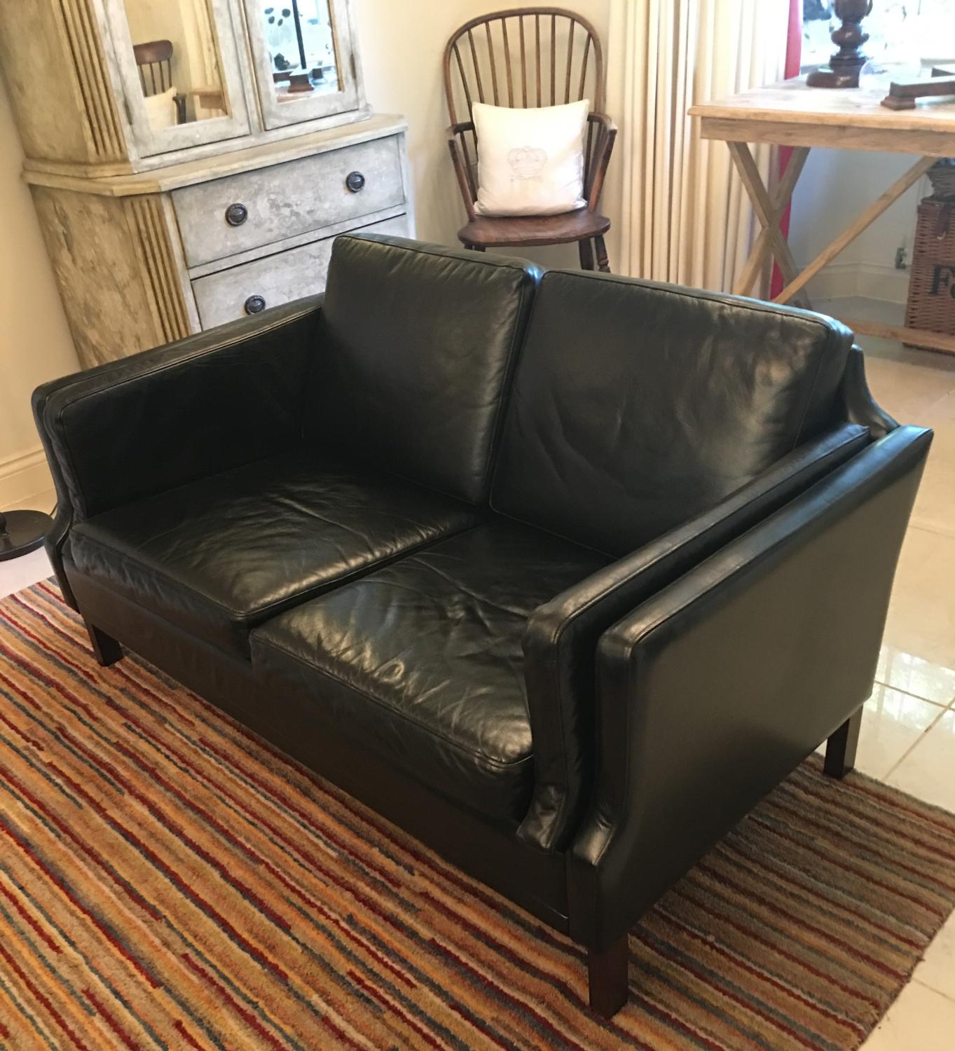 A Borge mogensen style 2 seat  leather sofa