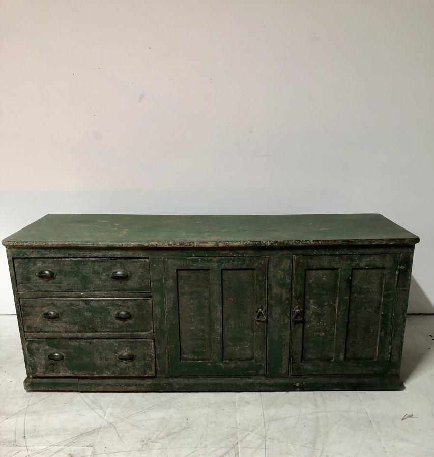 A painted pine dresser base counter
