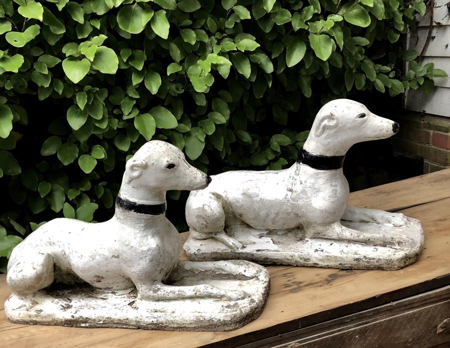 A pair of whippet figures