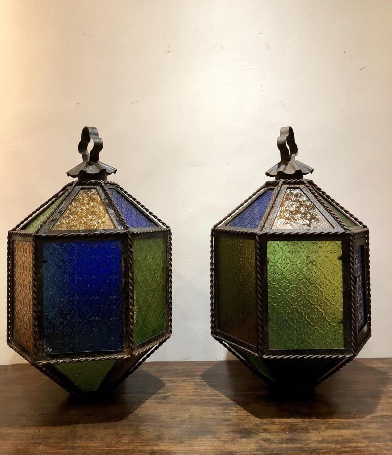 A pair of Grotto folly lanterns