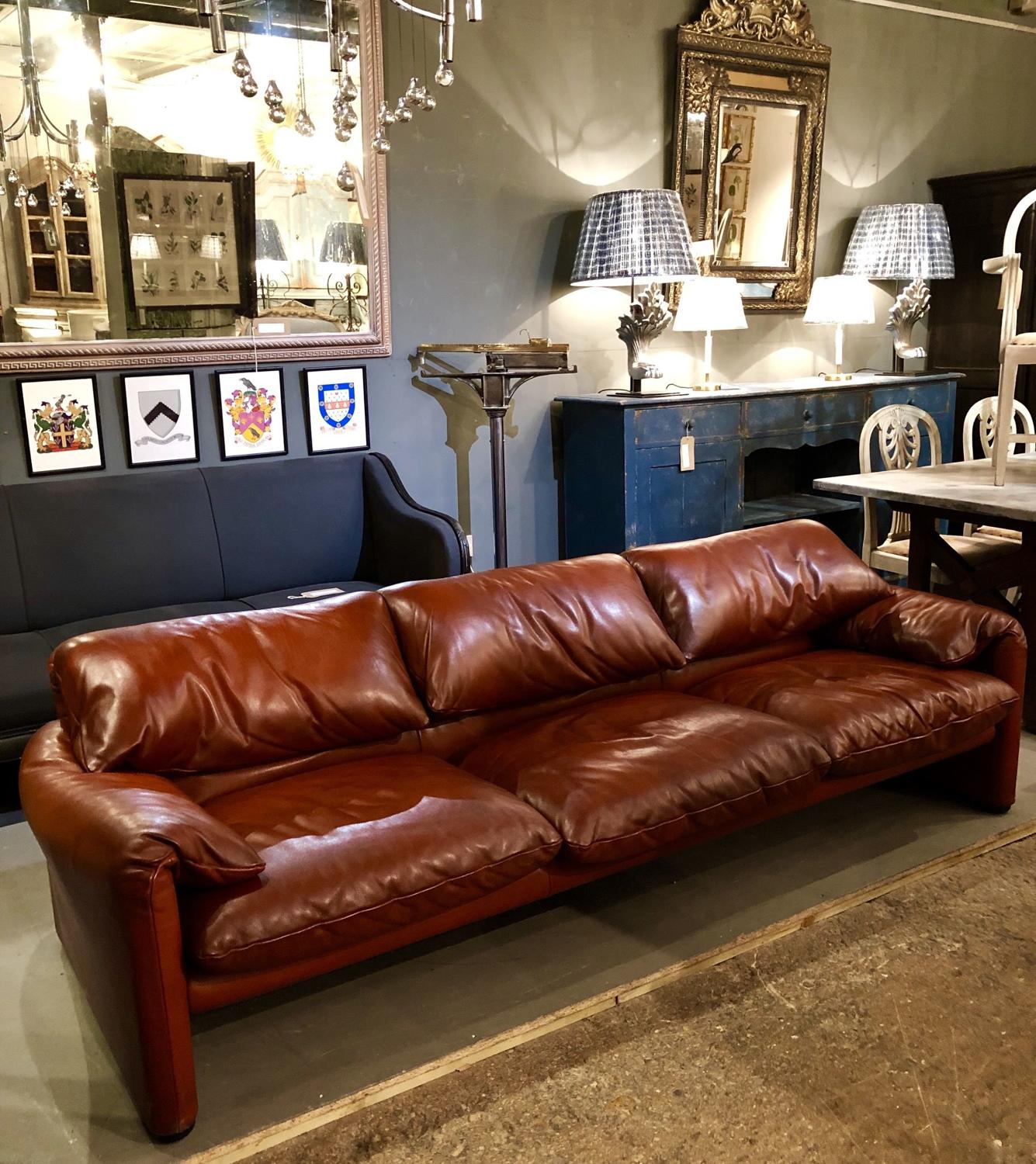 A 3 seat leather 675 Maralunga Sofa