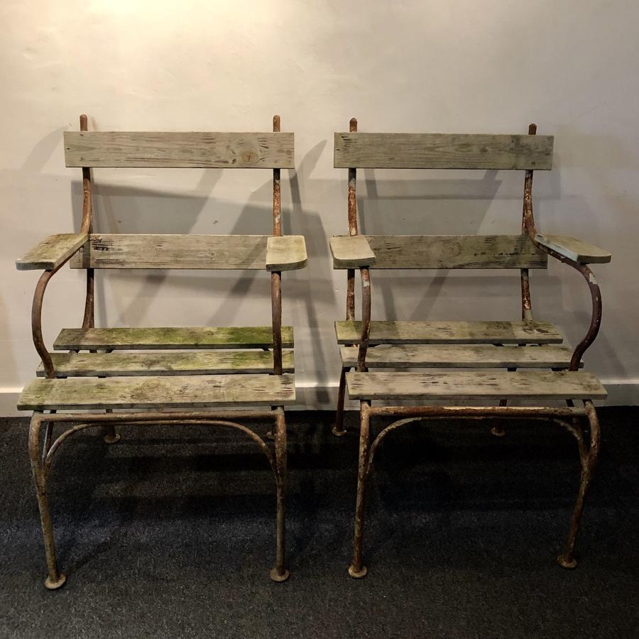 A pair of garden chairs