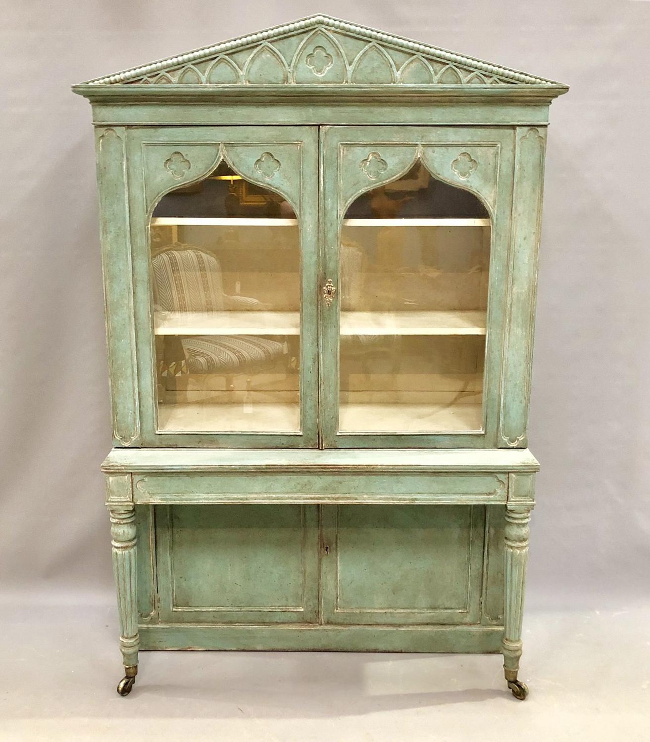 A painted Regency period Gothic cabinet
