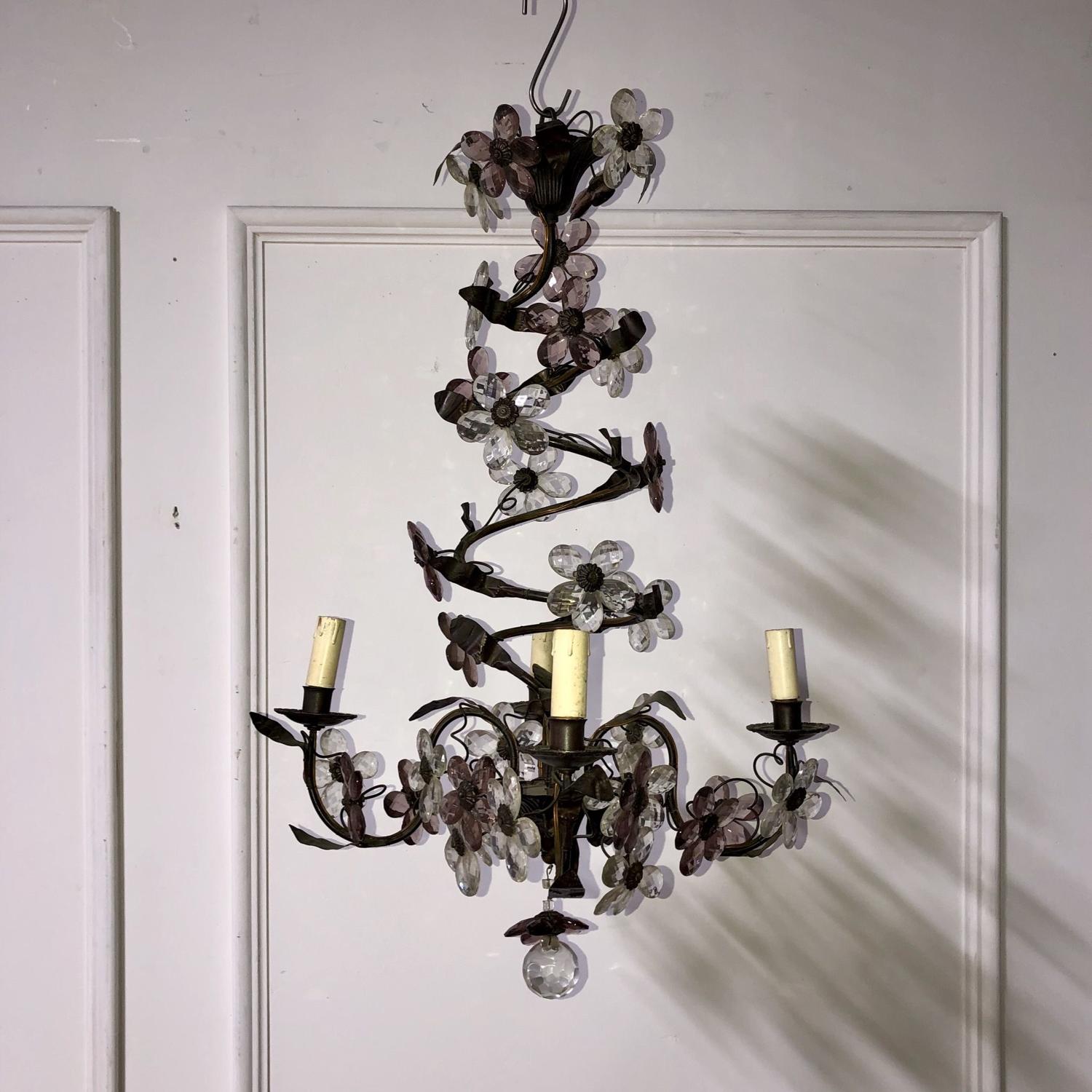 A tole and glass chandelier