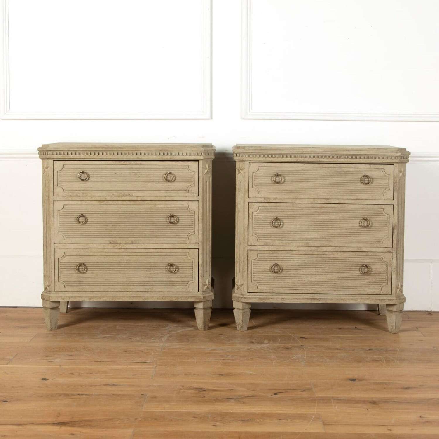 A Pair of Swedish reeded front commodes