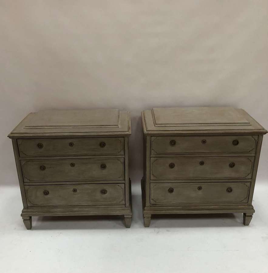 A pair of Swedish Painted Commodes