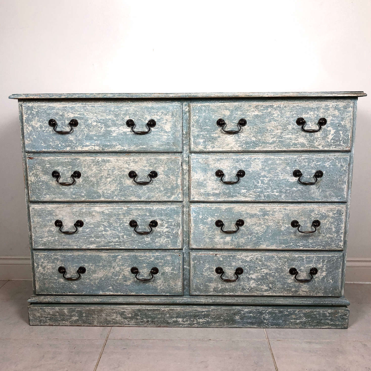 A Painted Pine Bank of Drawers