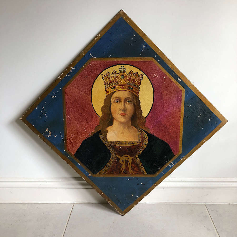 A painted wall plaque