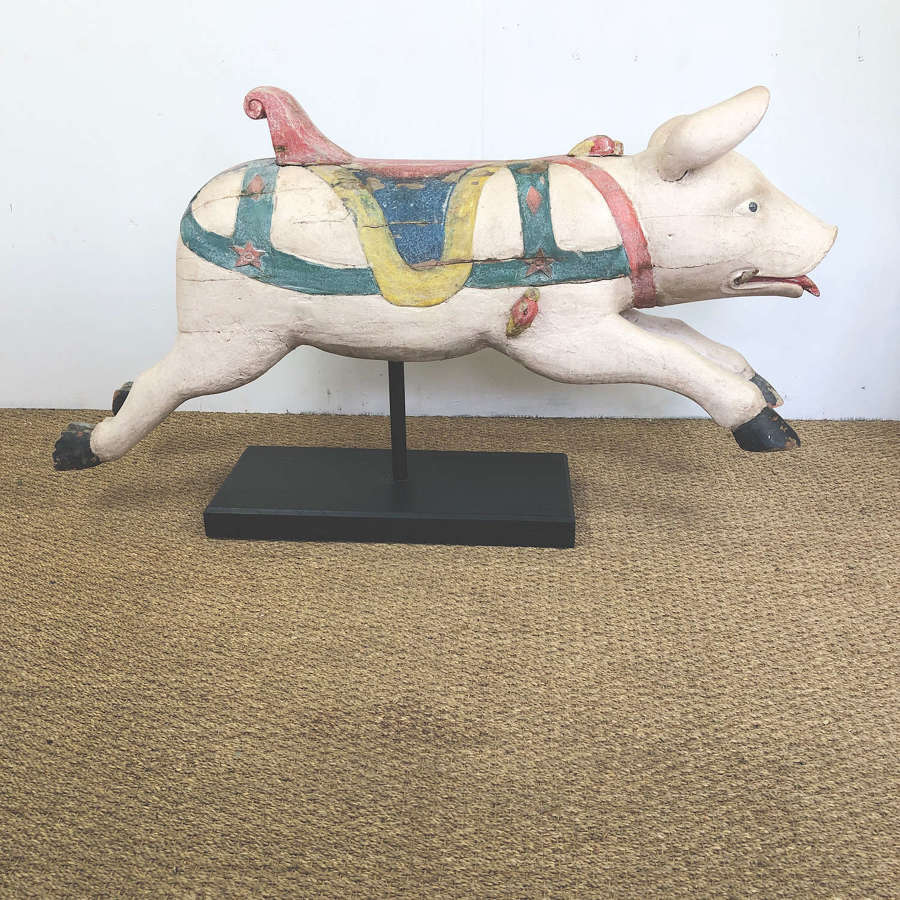 A Carved Wood Fairground Carousel pig