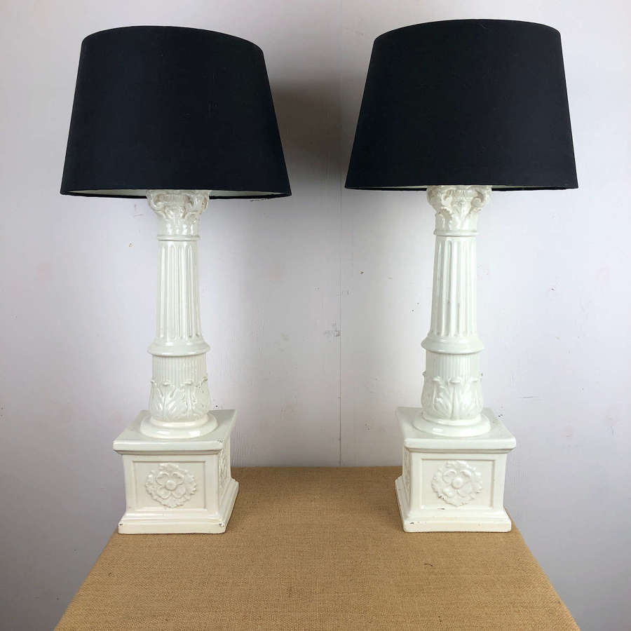 A pair Porcelain Mid Century table lamps