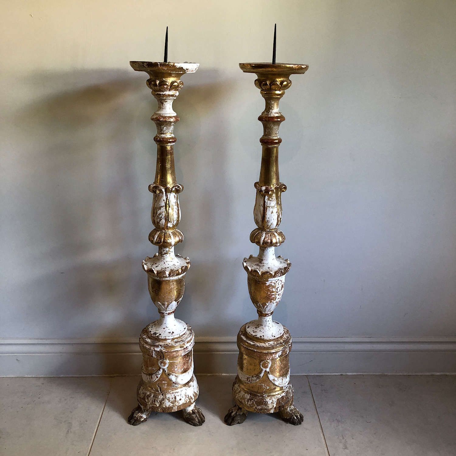 A pair of 18thC Swedish candle prickets