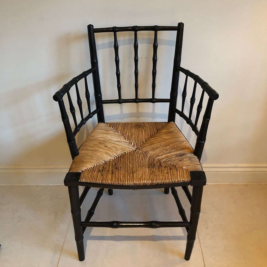 A Beech and Rush Morris Sussex Armchair