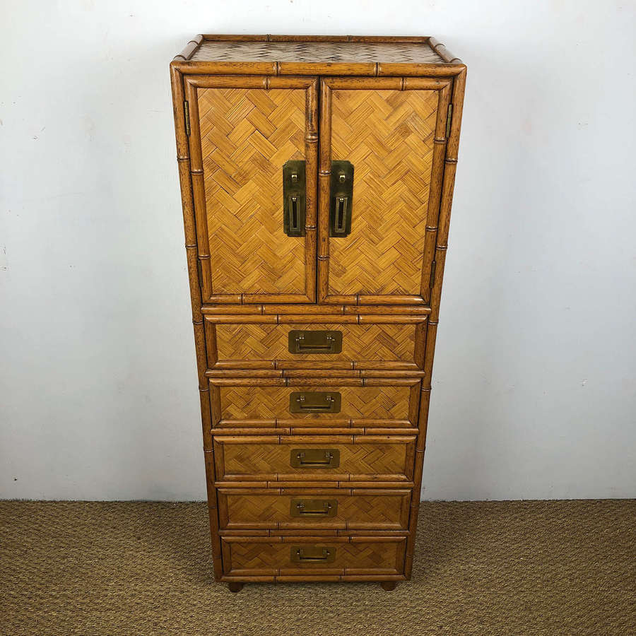A Bamboo and Palm Wood Cabinet