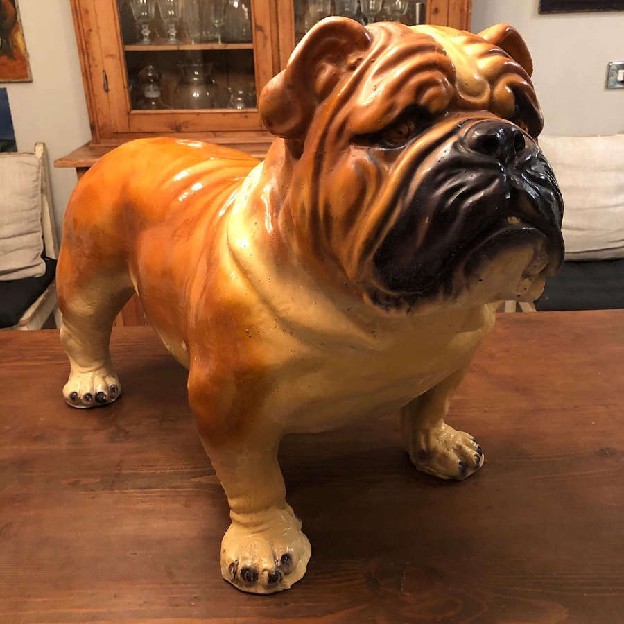 A life size pottery Bulldog