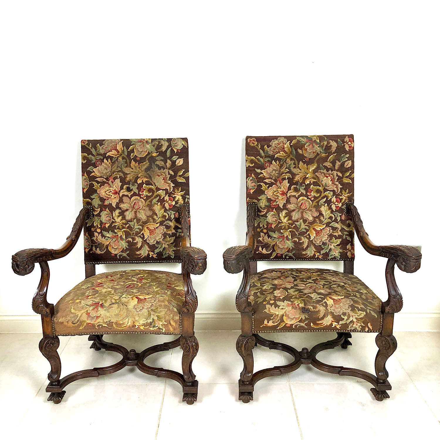 A large pair of Throne Chairs