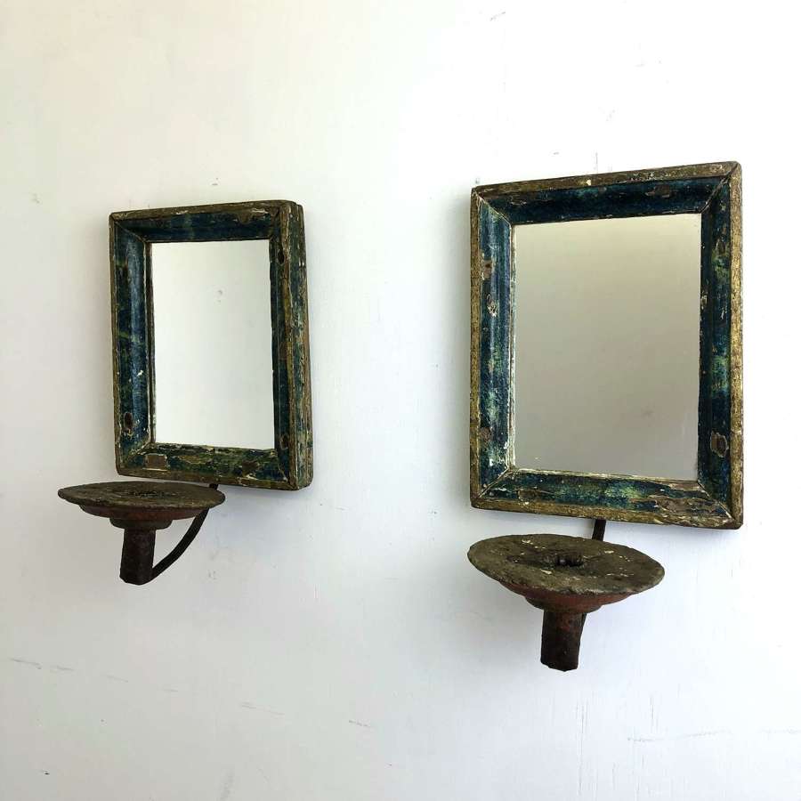 A pair of 18thC Italian mirror wall appliqués
