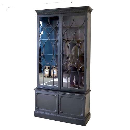 An ebonised Glazed bookcase