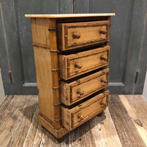 A Minature faux bamboo chest